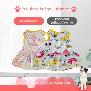 Proljetno-ljetna haljina za kućne ljubimce s karikatura printom, za male pse i mačke, korejski stil