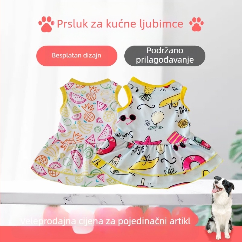 Proljetno-ljetna haljina za kućne ljubimce s karikatura printom, za male pse i mačke, korejski stil