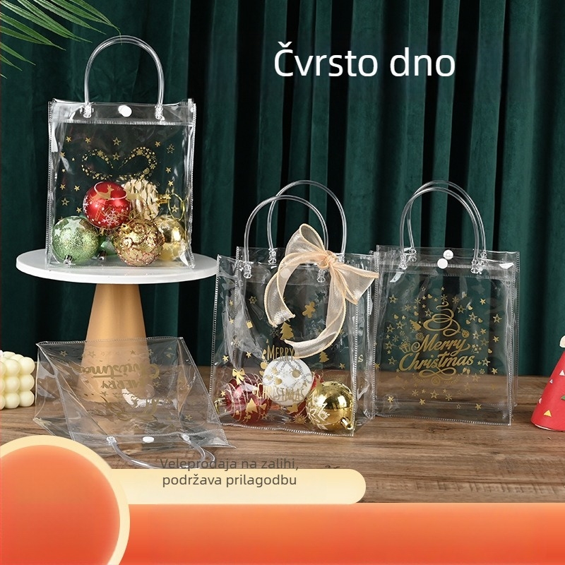 Prozirna PVC torbica za poklon s ručkom, za božićne darove i slatkiše