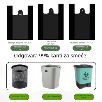Debele jednokratne crne vreće s ručkama u stilu prsluka za kućne i hotelske kuhinje