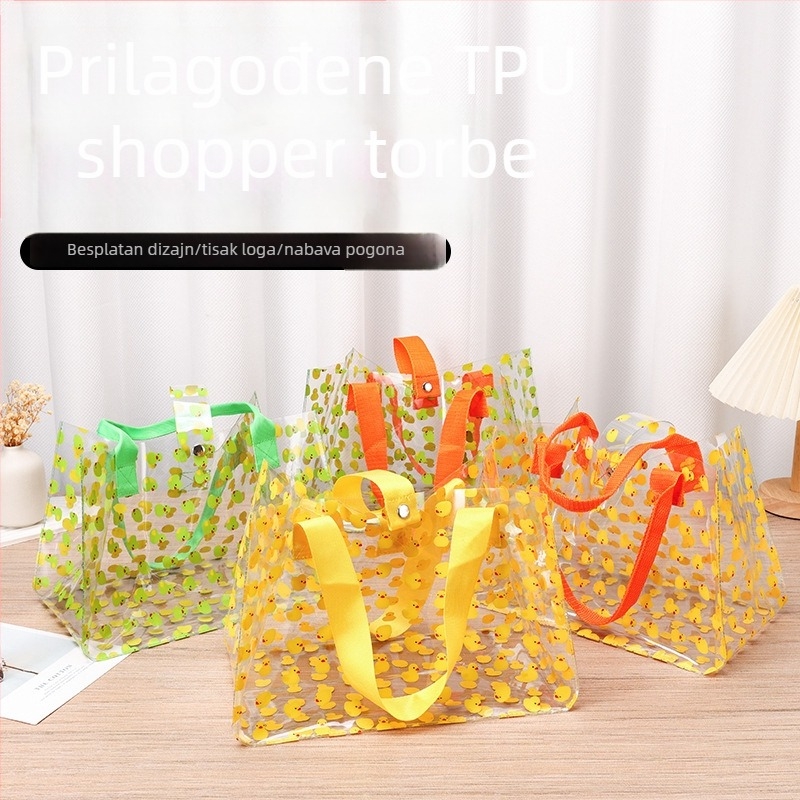 Prozirna TPU tote torba, prilagođena torba, debela, trendovska torba za kupovinu, vrhunsko pakiranje darova
