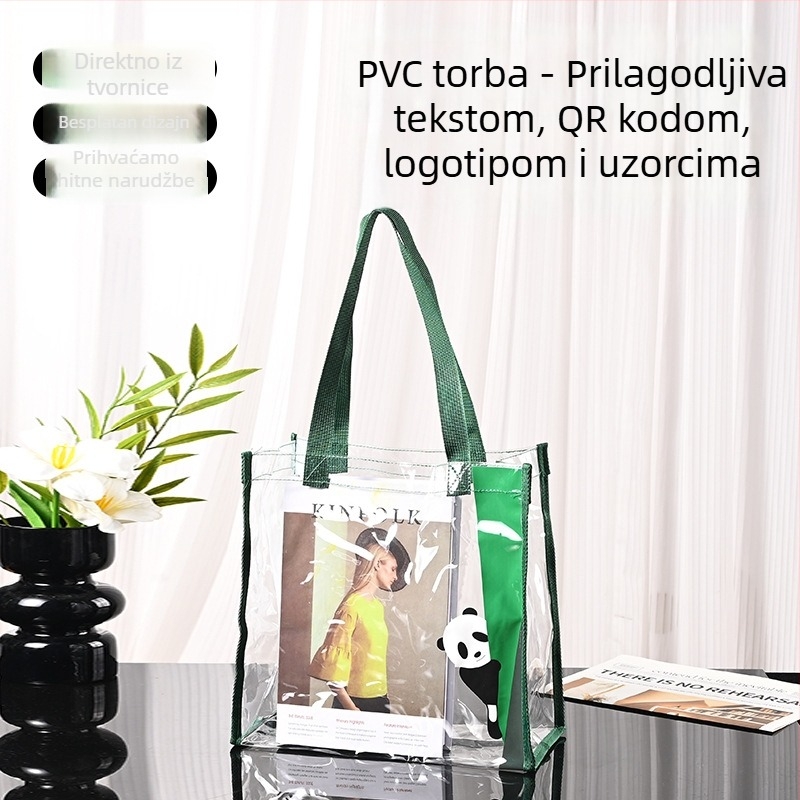 Prozirna PVC torba – velika zapremina, vodootporna skladišna torba za kupovinu i trening, torba za poklon