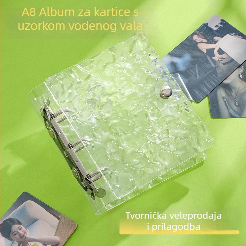 A8 kartični album s uzorkom vodnih valova i kopčom, proziran kartični album s jednom stupnju mreže, s otpaljivim listovima za fotografije idola