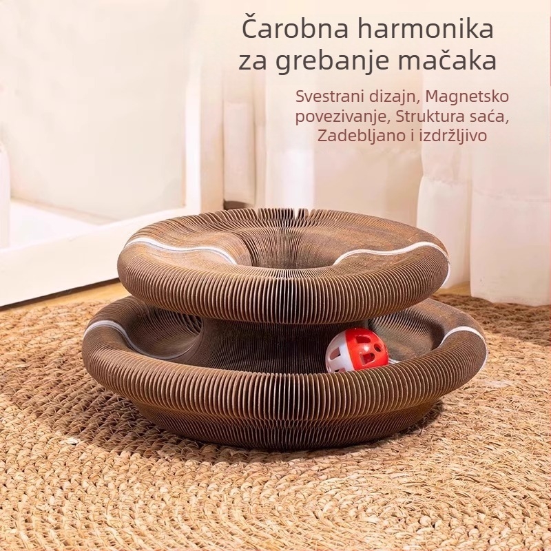 Akordeonska daska za grebanje mačaka od kartona, otporna na habanje i bez opadanja dlaka, zabava za samostalnu igru i ublažavanje dosade, potpuna kolekcija opreme za mačke