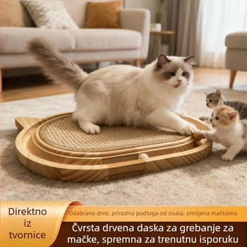 Škrabalo za mačke od sisala s interaktivnom loptom za mačiće, izdržljivo, bez ispadanja dlake