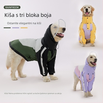 Labradorov kišni kaput za pse, PU vodootporan kaput s blokovima u boji, za velike pse
