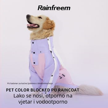 Labradorov kišni kaput za pse, PU vodootporan kaput s blokovima u boji, za velike pse