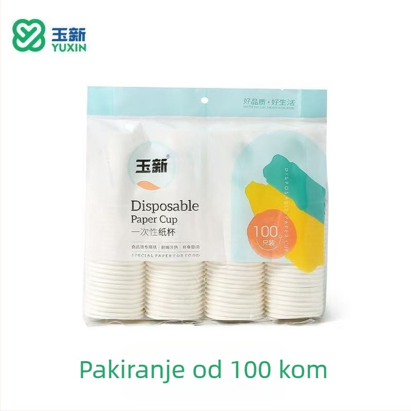100 jednokratnih papirnatih čaša za vruće napitke (kava i čaj), laminirane, kapacitet ispod 100 ml, za ured ili dom