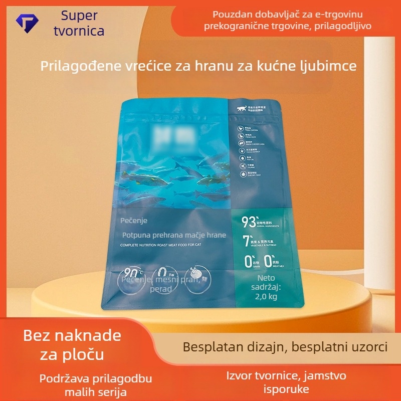 Prilagođene vrećice za hranu mačaka, psa i ostalih kućnih ljubimaca s osmerostrukim zatvaranjem i samouzavaranjem zatvaračem, aluminijska folija pakiranje