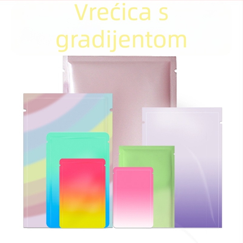 Višebojni gradientni blind bag, prazan džep, samozatvaranje, dvostrano aluminijem premazan neproziran ravni džep za maske, pakiranje blind boxa, prilagodba