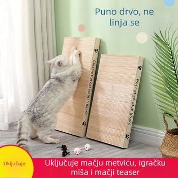 Drvena ploča za grebanje mačaka, vertikalna, dvostruka, otporna na ogrebotine, igračka za mačke