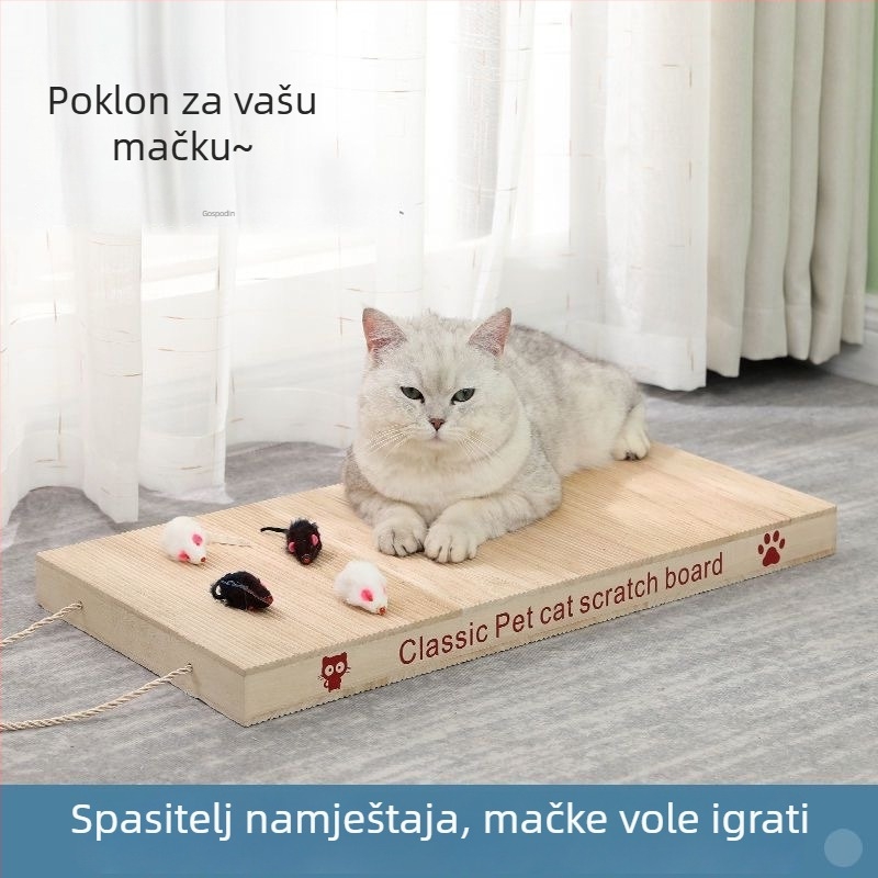 Drvena ploča za grebanje mačaka, vertikalna, dvostruka, otporna na ogrebotine, igračka za mačke