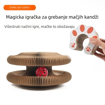 Mačja ploča za grebanje s zvoncem, penjački okvir od valovitog papira, otporno gnijezdo za grebanje, prilagodljiv dizajn