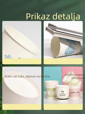 Jednokratne papirnate čaše za tople napitke, ojačane i debele, šarene, pakiranje od 50 komada, kapacitet 301–400 ml