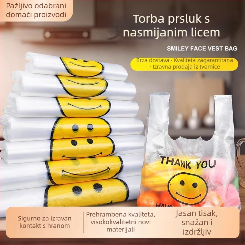 Prozirne plastične vrećice s osmijehom, velike veličine, vest stil, za kupovinu i pakiranje za dostavu