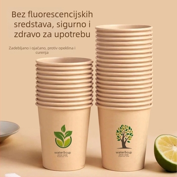 Jednokratne papirnate čaše u jednobojnoj boji, debele i čvrste za vruće napitke, kod kuće ili u uredu, 180-200 ml, 50 komada u pakiranju
