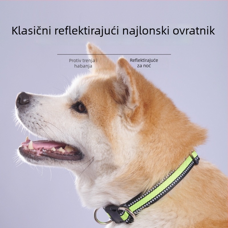 Ovratnik za psa s dvostrukom D kopčom, reflektirajući, najlonski ovratnik za pse malih i srednjih veličina