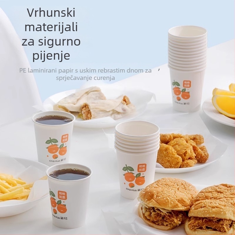 Camellia jednokratna papirnata šalica za kavu, debeli poslovni šalica za topla pića, uredska upotreba, 218 ml šalice milk tea