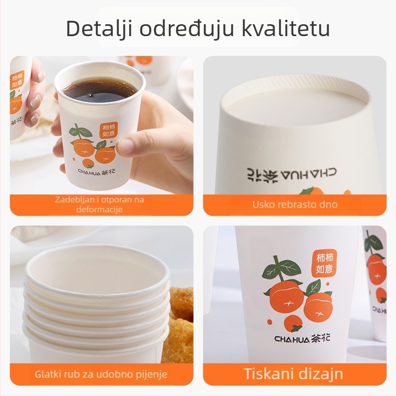 Camellia jednokratna papirnata šalica za kavu, debeli poslovni šalica za topla pića, uredska upotreba, 218 ml šalice milk tea