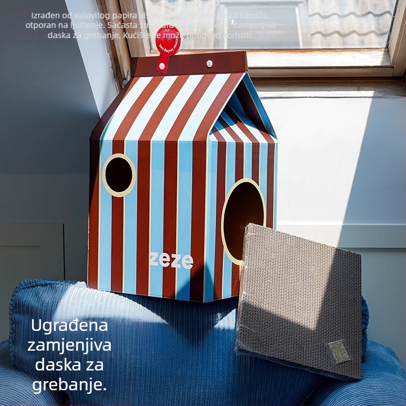 Zeze integrirana daska za grebanje i mačje gnijezdo - od valovitog papira, otporna na grebanje, za velike mačke