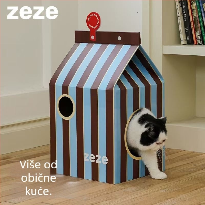 Zeze integrirana daska za grebanje i mačje gnijezdo - od valovitog papira, otporna na grebanje, za velike mačke