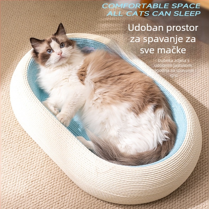 Sisal ploča za grebanje mačaka s integriranim gnijezdom, otporna na habanje, bez vlaknastih ispada, konopljino užad, velika