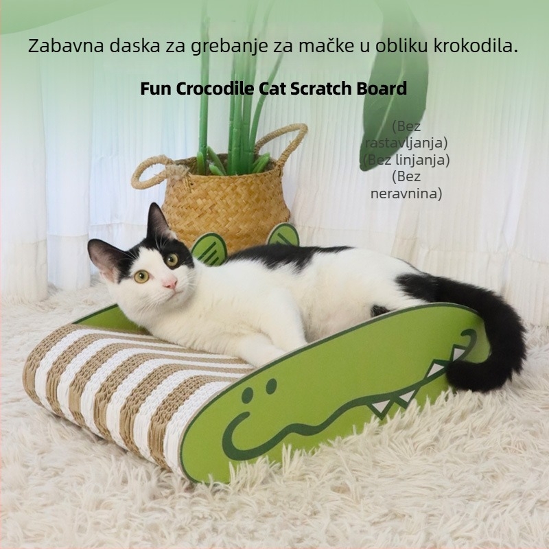 Mačje grebalice u obliku krokodila s velikim prostorom – grebalica od valovitog kartona