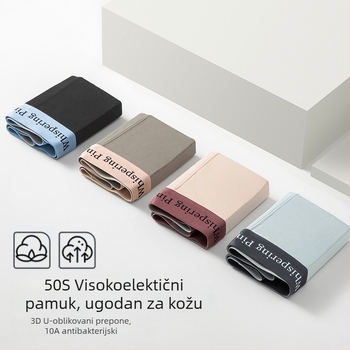 Kutija s paketom od 50 pari muških gaćica od 100% pamuka, prozračne bokserice, antibakterijska podstava u području prepona, za muškarce