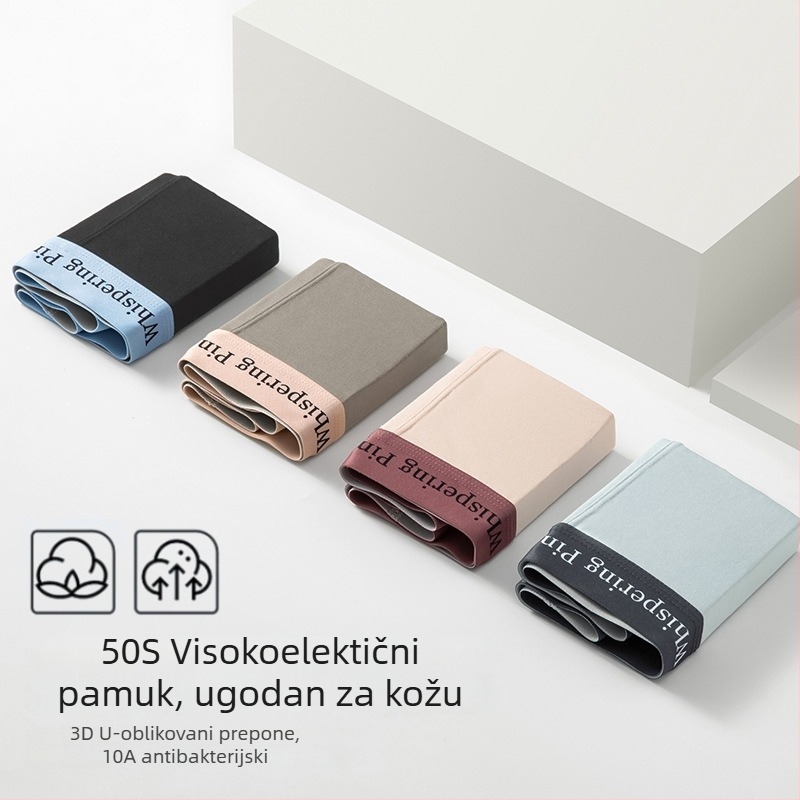 Kutija s paketom od 50 pari muških gaćica od 100% pamuka, prozračne bokserice, antibakterijska podstava u području prepona, za muškarce