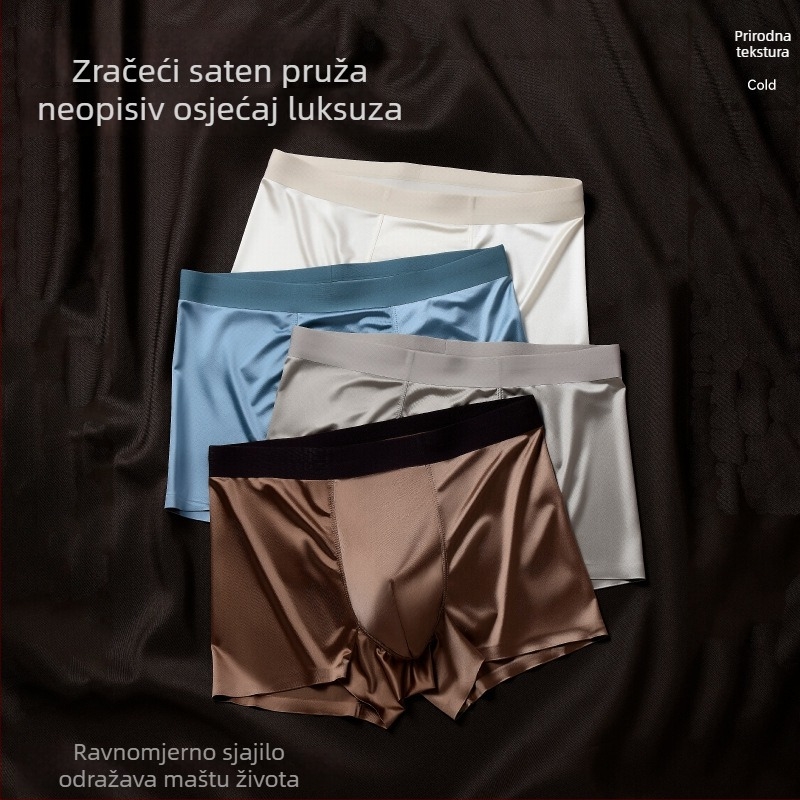 Bezšivne muške bokserice s luksuznim satenom, dojam ledenog sjaja, moderne uske i udobne