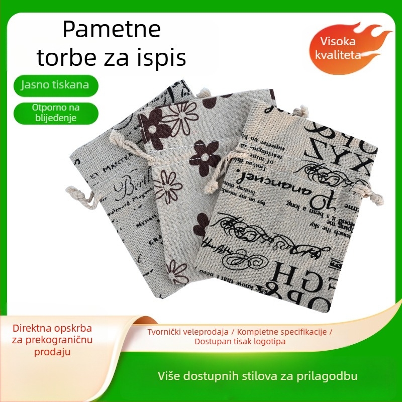 Kreativne otisnute pamucne vrećice za party darove, prijenosne vrećice sa vezicom za pakiranje nakita i slatkiša