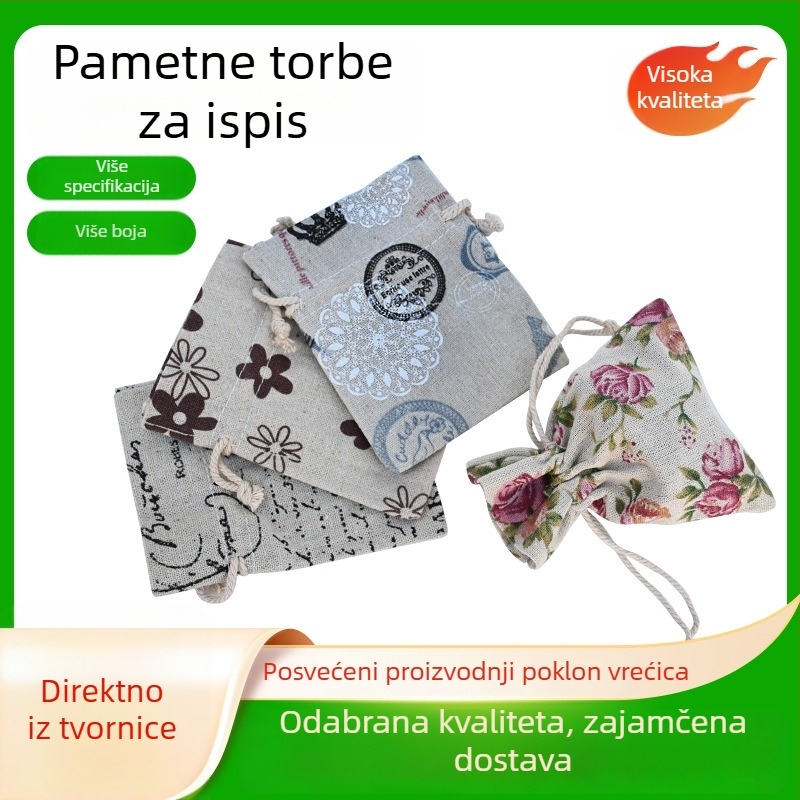 Kreativne otisnute pamucne vrećice za party darove, prijenosne vrećice sa vezicom za pakiranje nakita i slatkiša