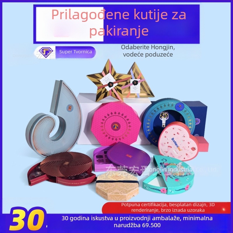 Premijalne prilagođene kutije za darove s neobičnim oblikom za pečene proizvode, slatkiše i čokoladu.