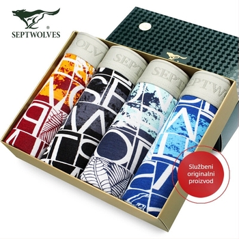Septwolves muške bokserice, Ice Silk, lagane i prozračne, otisak s prugama, kariranim uzorom ili tekstom