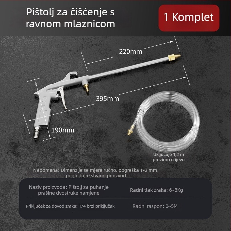 Pneumatski pištolj za čišćenje s prilagodljivim tlakom zraka, visokotlačni raspršivač za pranje automobila