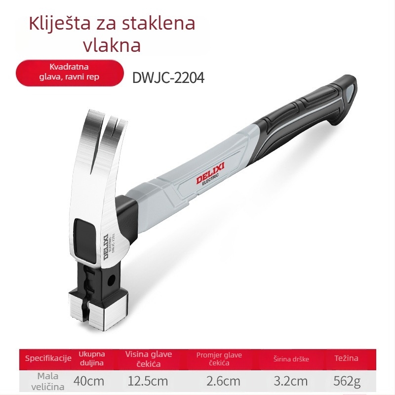Delixi čekić s kandžom, višenamjenski kalapac za drvo s glavom od lijevanog čelika i integriranim dizajnom