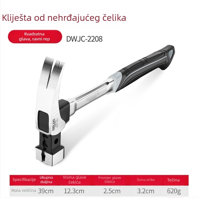 Delixi čekić s kandžom, višenamjenski kalapac za drvo s glavom od lijevanog čelika i integriranim dizajnom