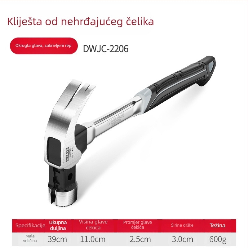 Delixi čekić s kandžom, višenamjenski kalapac za drvo s glavom od lijevanog čelika i integriranim dizajnom