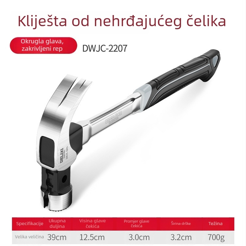 Delixi čekić s kandžom, višenamjenski kalapac za drvo s glavom od lijevanog čelika i integriranim dizajnom