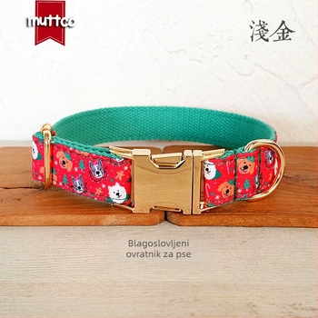 MUTTCO Božićni kaiš za psa i set povodaca, poliester, zlatna kopča, UDC-221J