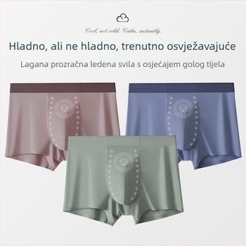 6-kom paket muških boxerica Ice Silk, bezšivne, brzo se suše, prozračne, antibakterijske, jednoposni dizajn, srednji pojas