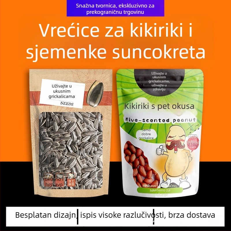 500 g stojeća vrećica za pakiranje s prozorom za sjemenke i orašaste plodove