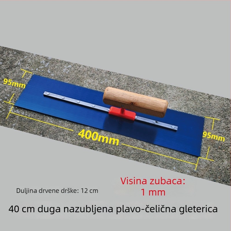 Plava čelična špahtla za niveliranje zidova i žbuke; alat za žbukanje i zidarske radove sa samonivelirajućom funkcijom