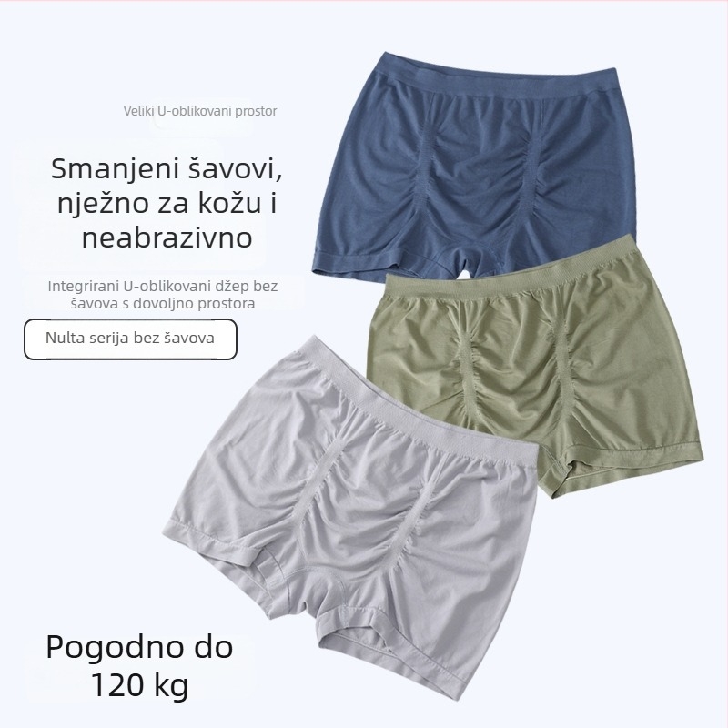 Boxeri za muškarce plus veličine, bezšivni, slobodnog kroja, tanki, prozračni, od vlakana regenerirane celuloze