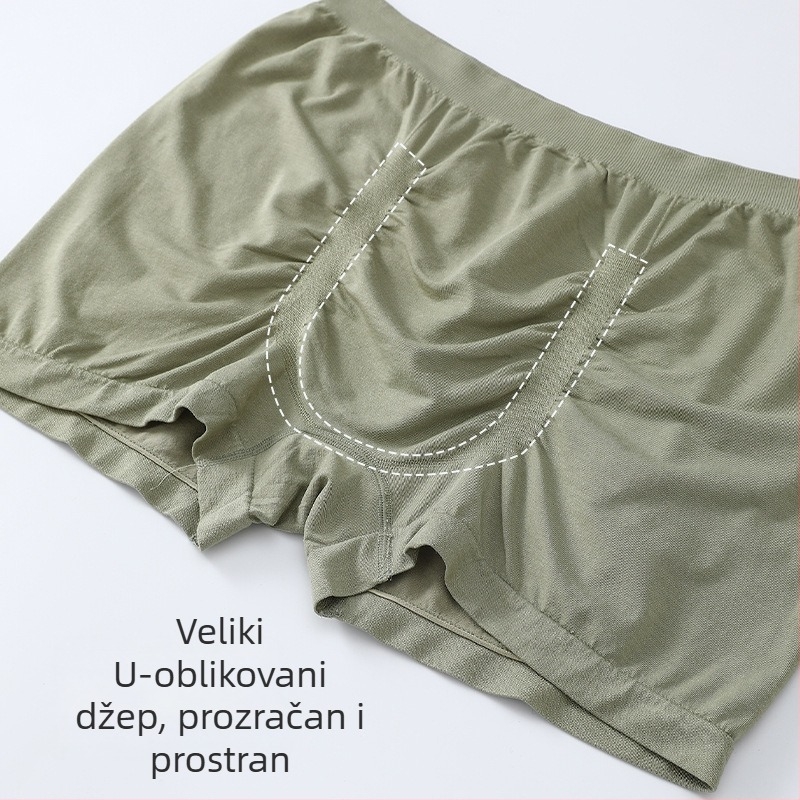 Boxeri za muškarce plus veličine, bezšivni, slobodnog kroja, tanki, prozračni, od vlakana regenerirane celuloze