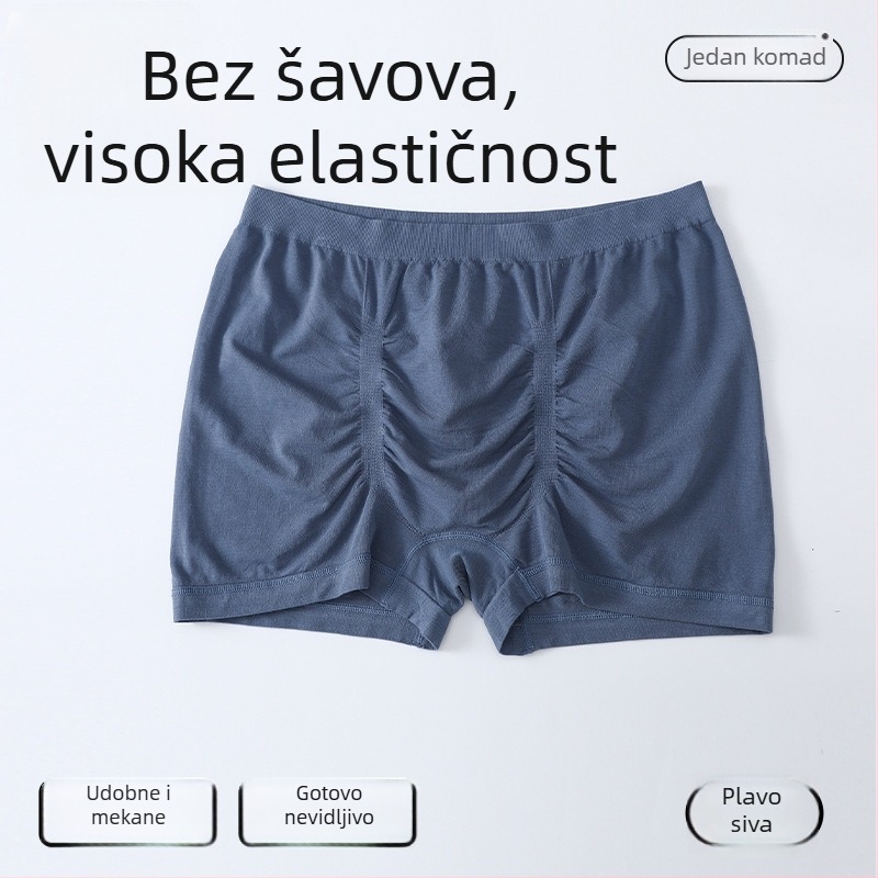 Boxeri za muškarce plus veličine, bezšivni, slobodnog kroja, tanki, prozračni, od vlakana regenerirane celuloze
