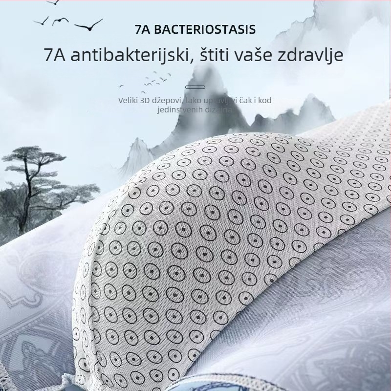 Muške bokserice s nacionalnim stilom, 7A antibakterijske ledeno-svilene, retro Paisley uzorak na elastičnom pojasu, ugodne koži i prozračne
