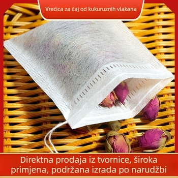 100 kom čajnih vrećica od kukuruznih vlakana, jednokratne filtr vrećice za čaj i začine, pune veličine