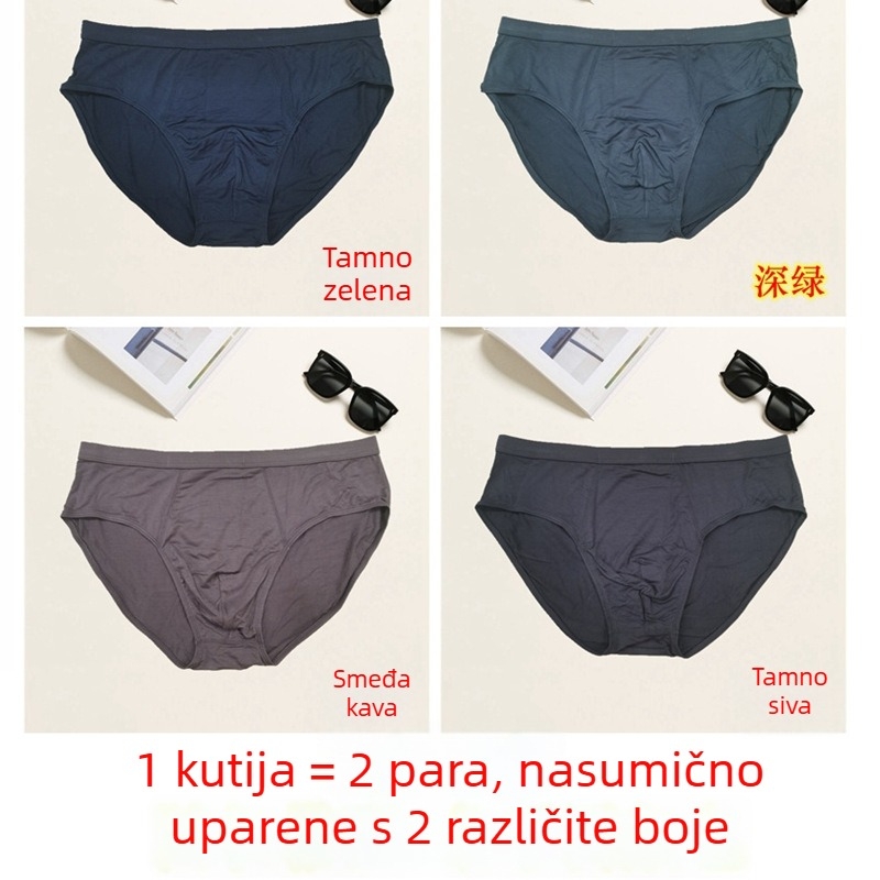 Chuangyano muške gaćice 84163 jednobojne modalne tkanine, meke i prozračne, 2 komada
