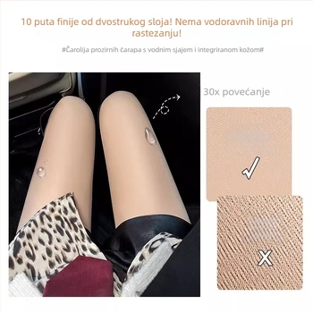 Crne prozirne žene hulahopke s nude efektom, za jesen i zimu, podstavljene flisom, debele i tople